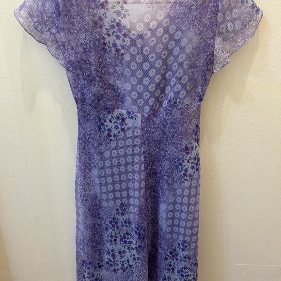 Y2K Sheer Lined Patchwork Midi Dress - Picture 2 of 9